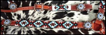 Showman Beaded Southwest Design 4 Piece Set - black, white, red and teal #4